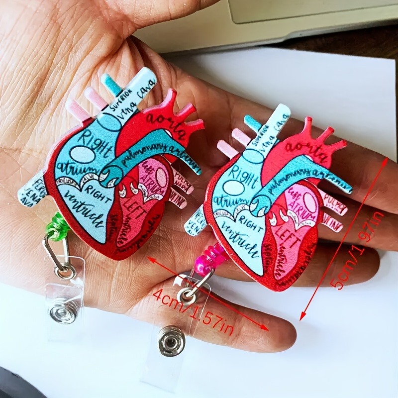 1pc Anatomical Heart Diagram Retractable Badge Reel For Nursing School  Stylish Anatomical Heart Diagram Badge Buckle Card Holder For Hospital  Workers