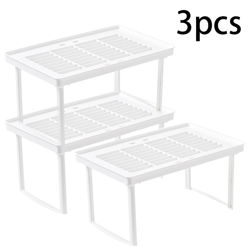 TEMU 3-pack Foldable Desktop Organizer - Stackable Office Supplies And Stationery Storage Rack, Space-saving Shelf For Kitchen And Bathroom, Cup