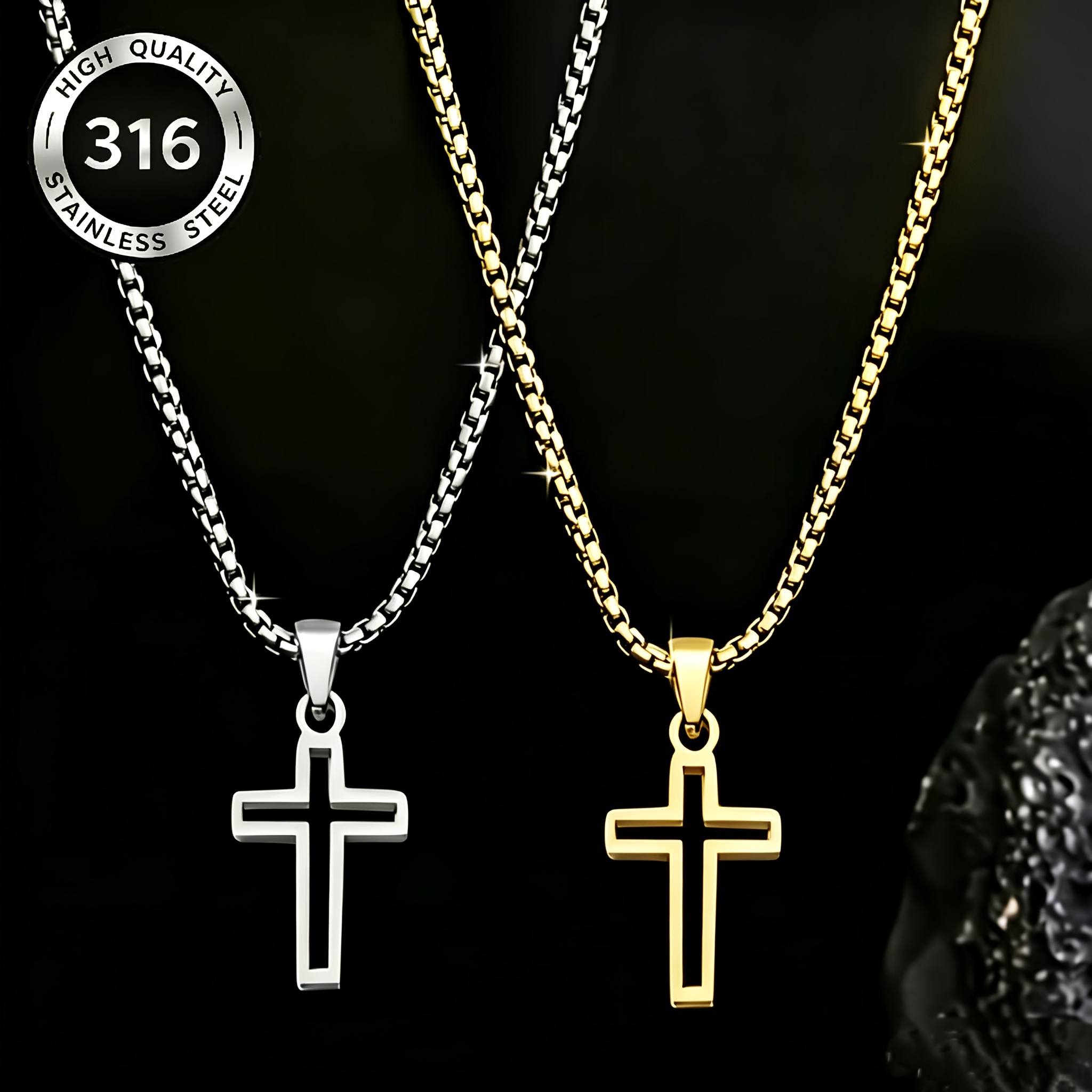 Men's Vintage Punk Hollow-Out Cross Pendant Necklace