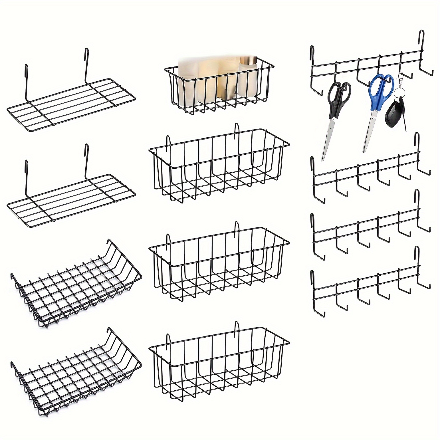 

2pcs Metal Wire Wall Baskets With Hooks - , Storage & Display Of Photos, Plants & Decor In Living Room Or Office