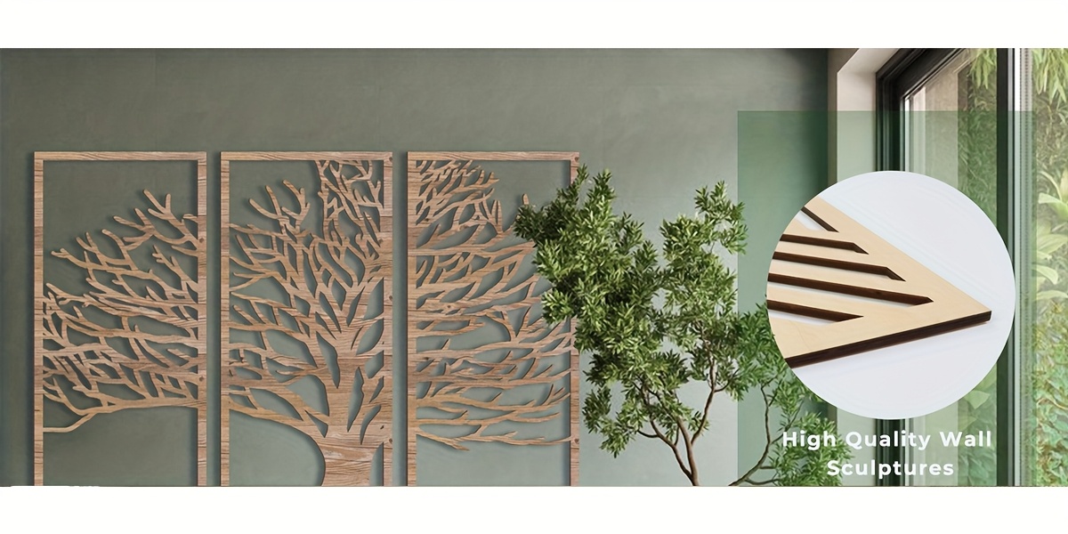 Boho Tree of Life Wall Decor Set - 3-Pack Botanical Hollow Art 11 Boho Tree of Life Wall Decor Styling