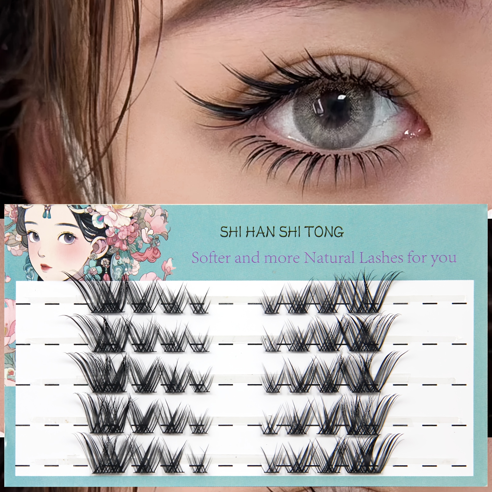 

False Eyelashes, Fox Fluffy & Curly Segmented , & For A , Unparfumed -