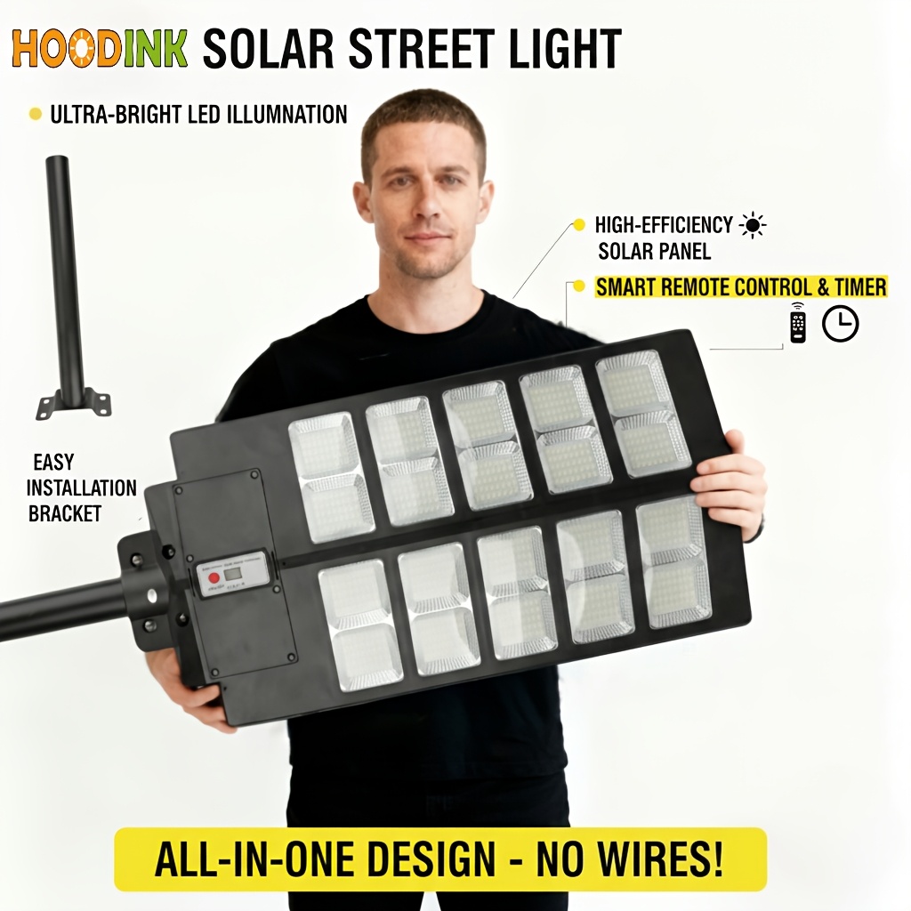 solar street lights outdoor ip54 waterproof solar flood lights with motion sensor 6500k   automatic dusk to dawn easy mountable installation remote control   area yard garage   settings fathers day gift 1  