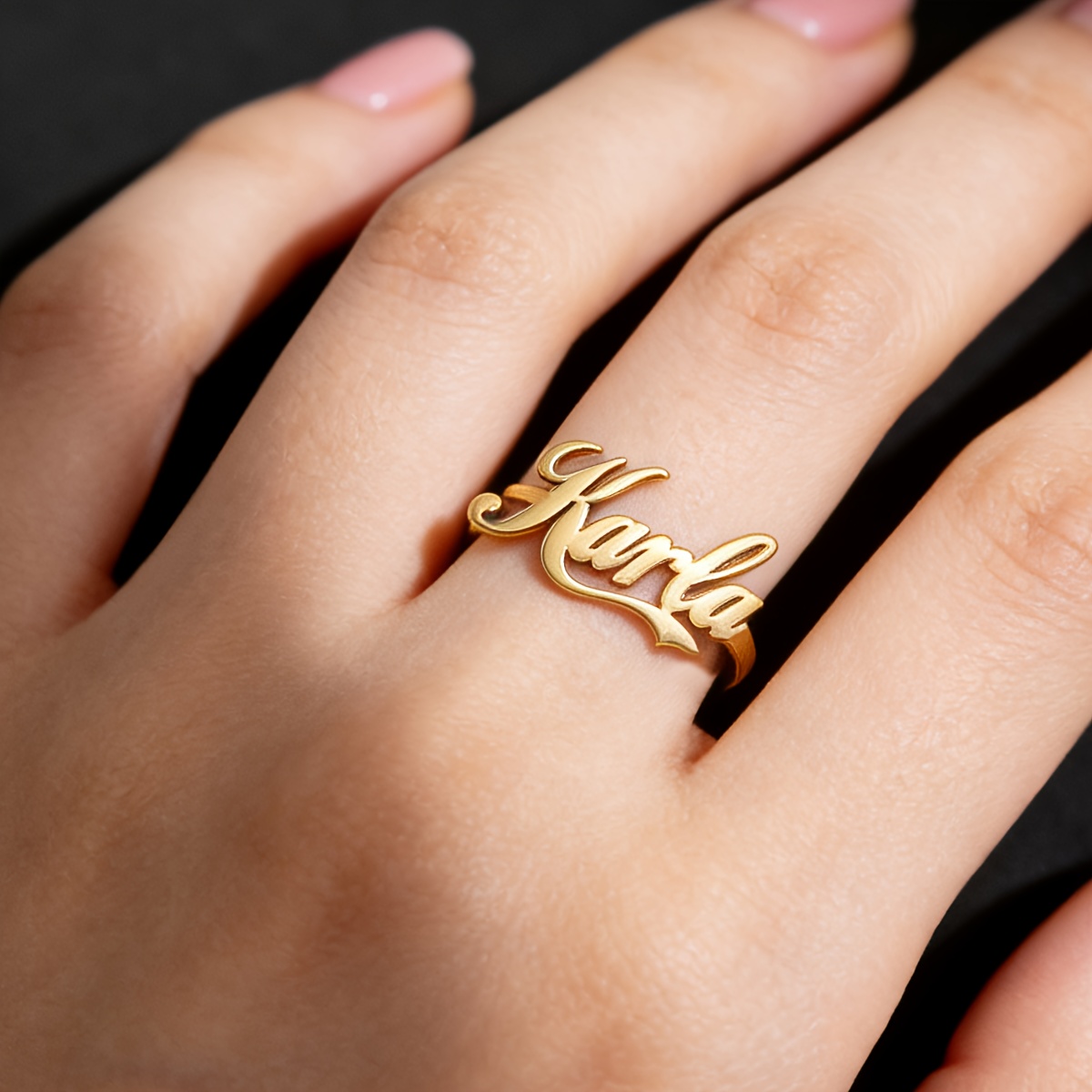 TEMU Anillo elegante con personalizado para mujer; un anillo de elegante y autodefinido para damas, un anillo de placa con personalizado de acero