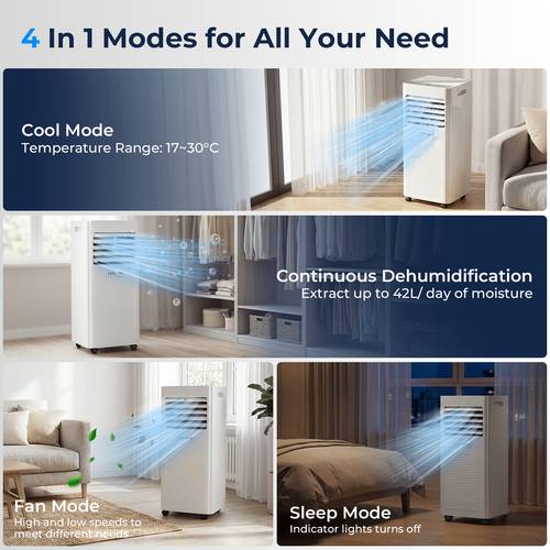 portable air conditioner bedroom air cooler with 24 hour timer three cooling dehumidification six saving low energy fan with wheels for home offices and bedrooms