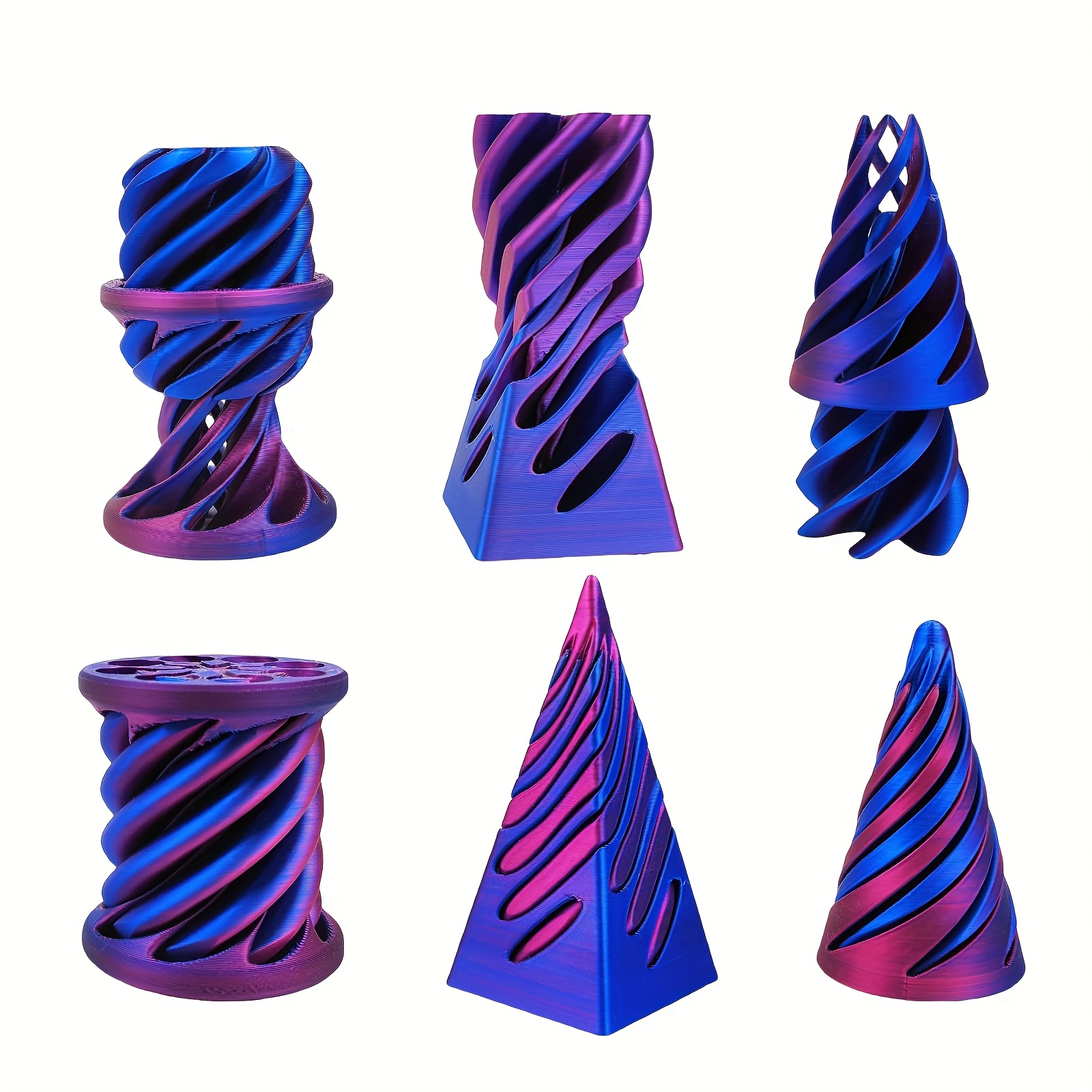 3-Pack Impossible Cone Fidget Ornaments - Spiral Pyramid Desk Decor with Flexible Cone, Relax Office & Home Decoration, Anxiety Relief fidgets in Pastel & Bright Colors (Pink, Blue, Purple, Green, Golden, ) - Ideal Gift for Adults & Teens, Focus Aid, Playful Design, Smooth Finish, Focus Tool, Work From Home