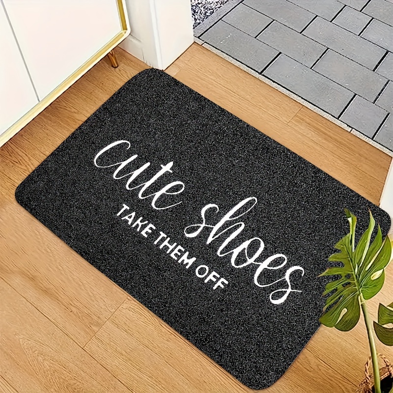 

Machine Washable Polyester Doormat With Cute Shoes Message - Stain Resistant, Non-slip Rectangle Entrance Mat For Living Room, Home, Bedroom, Farmhouse - Floral Pattern, Rectangular Shape