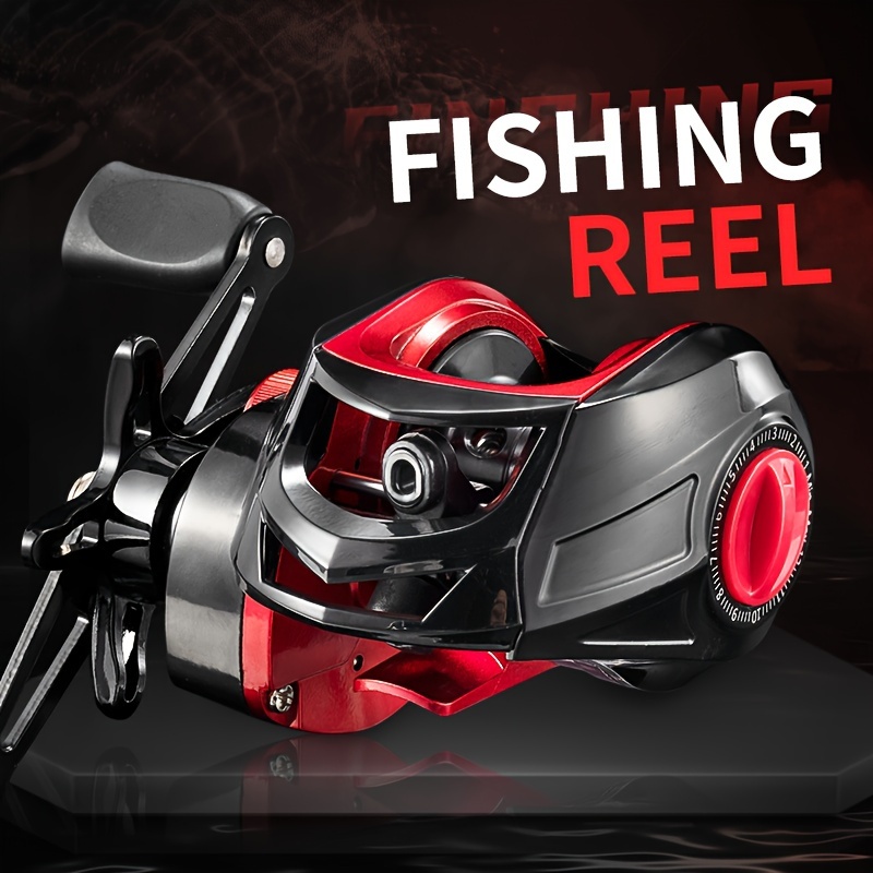 

1pc Metal Spool Fishing Reel, Black And Red, High-speed Ratio, Universal For Fresh And Saltwater, Long-casting, Versatile Baitcasting Reel