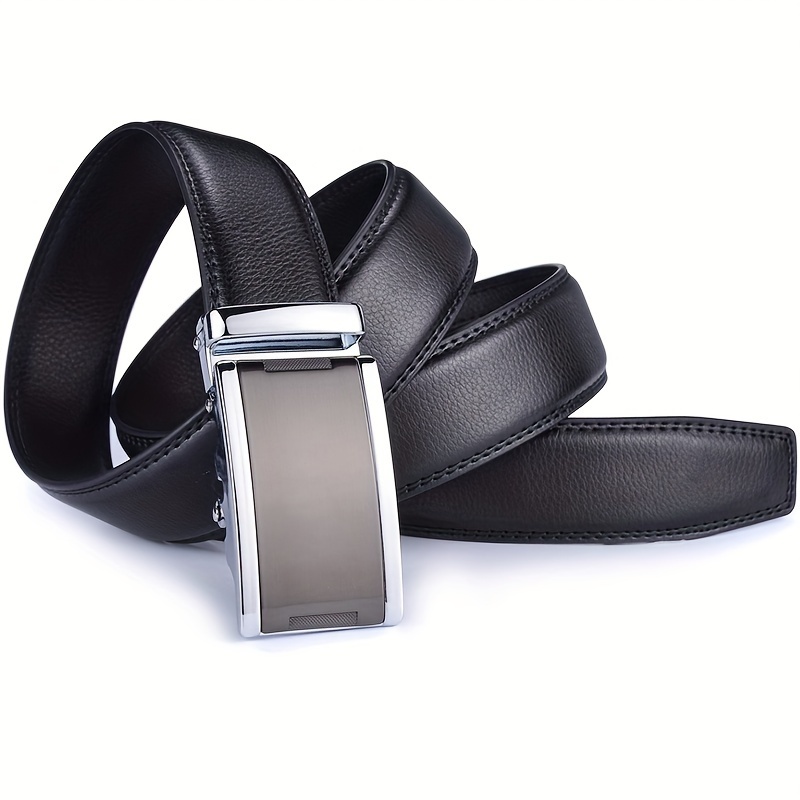 

Men's Belt Leather Ratchet Belt For Men With Slide Buckle Width 3.5cm 1 3/8 Inch Up To 58