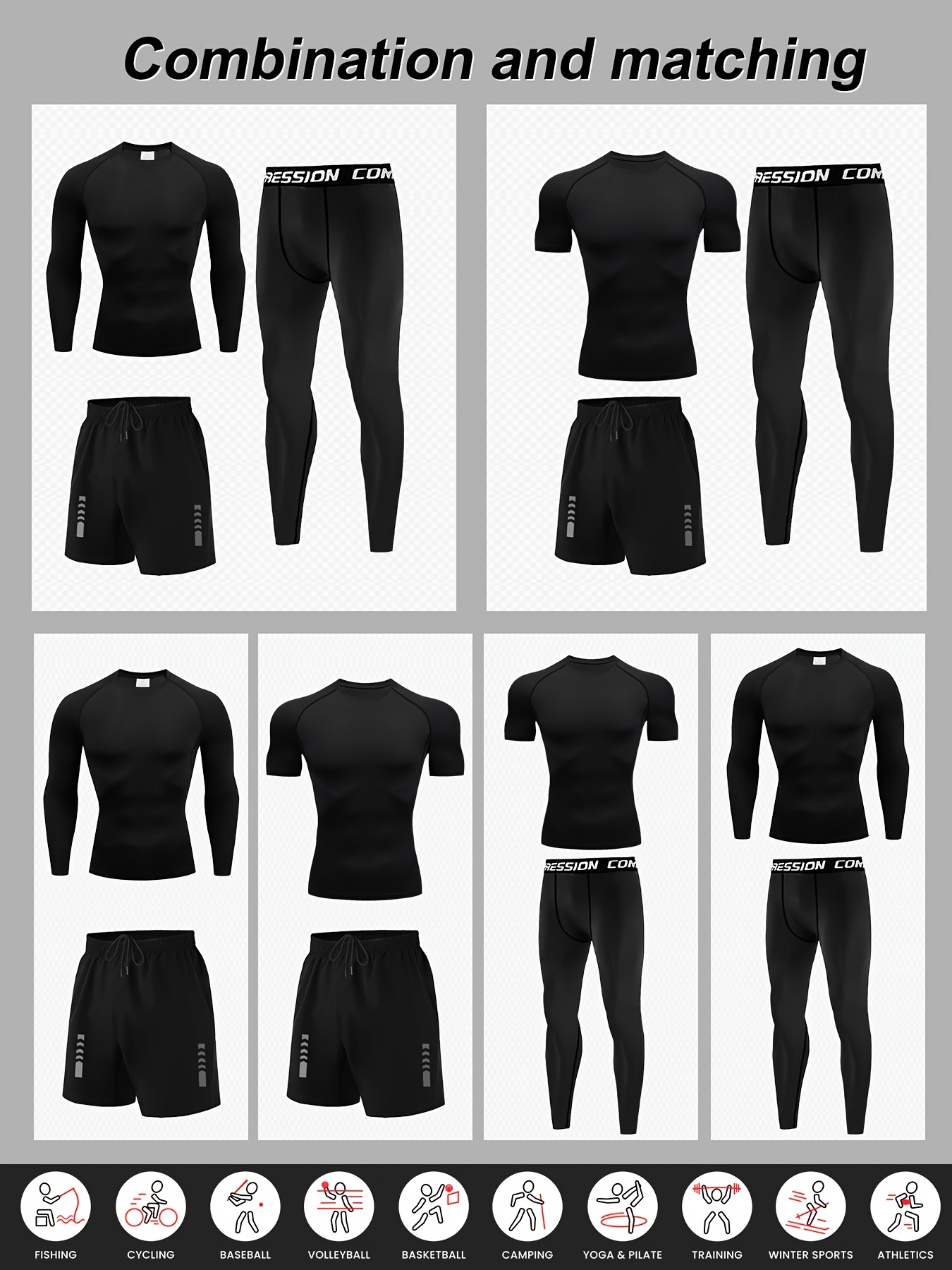 4pcs mens sports fitness set quick dry moisture wicking long