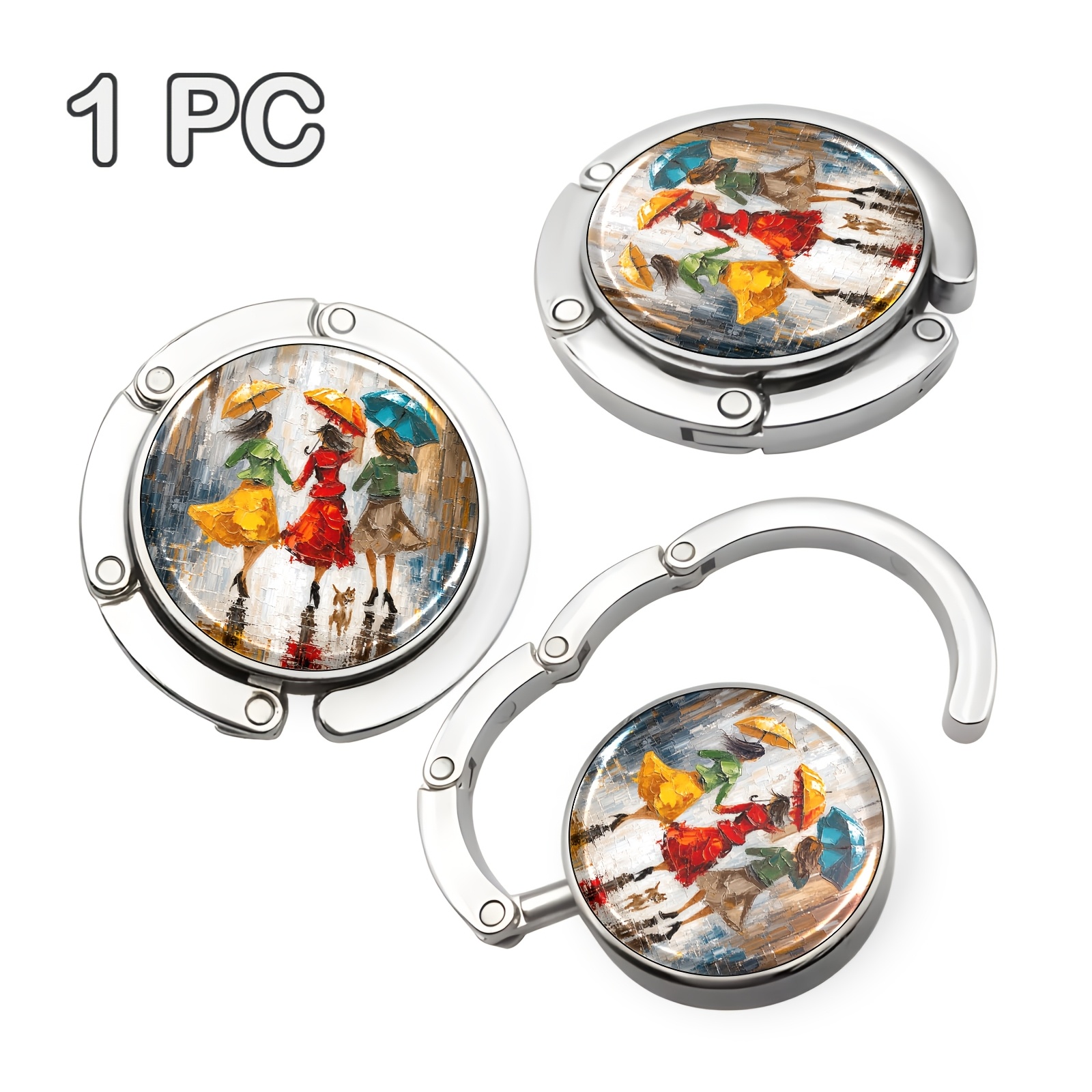 TEMU Patterned Portable Hook, Folding Handbag Storage Hook, Mature Style, With Unique Gifts, Suitable For Travel And Home Use, Space-saving