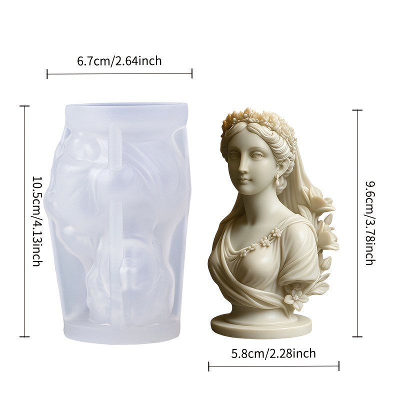 Image of Bust Statue Resin Silicone Mold, 3d Classical Bride Sculpture Mold For Wedding Bouquet Preservation Wax, Elegant Floral Aphrodite Room Decor Crafting Tool, Smooth Release