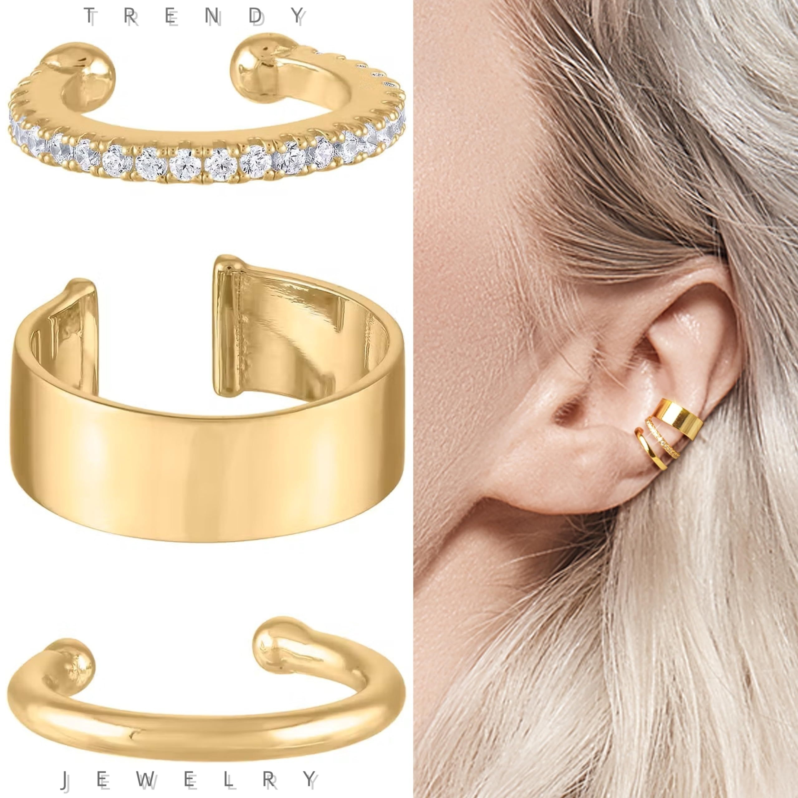 

Elegant Ear Cuffs For Women - Clip-on Non-piercing Hoop Earrings, Cuff Design, Party & , Ideal For Valentine's Day Gift, Fits All