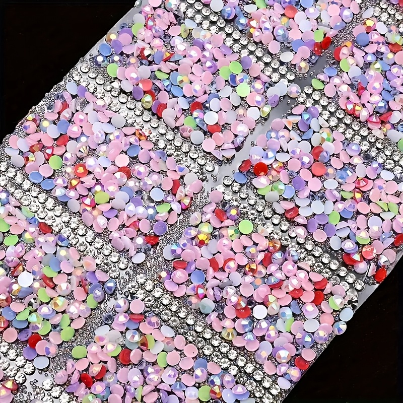 TEMU 1.57x1.18 Inches, 12pcs Per Strip, Colored Resin Rhinestone Strips, For Diy Exquisite Pen Jewelry Decoration, Apparel Decoration, Wedding