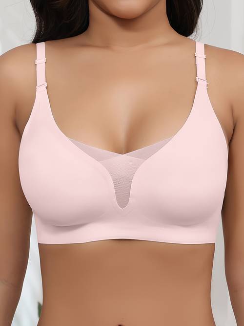 1pc seamless wire free mesh adjustable breathable bra