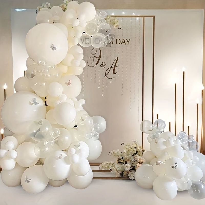 

Romantic 106 Pcs White Latex Balloon Set With Butterfly Accessories - Balloon Wreaths Are Perfect For Wedding Scenes, Baby Showers, Birthday Parties, And Unforgettable Occasions