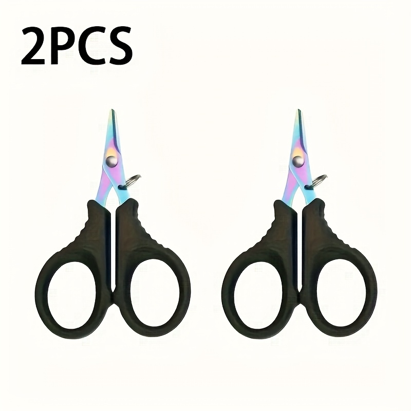 2pcs Colorful Stainless Steel Rust-proof Fishing Scissors | Titanium-plated Portable Line Scissors | With Non-slip Handles | For Professional And Hobbyists | Fishing Line Cutting Accessories