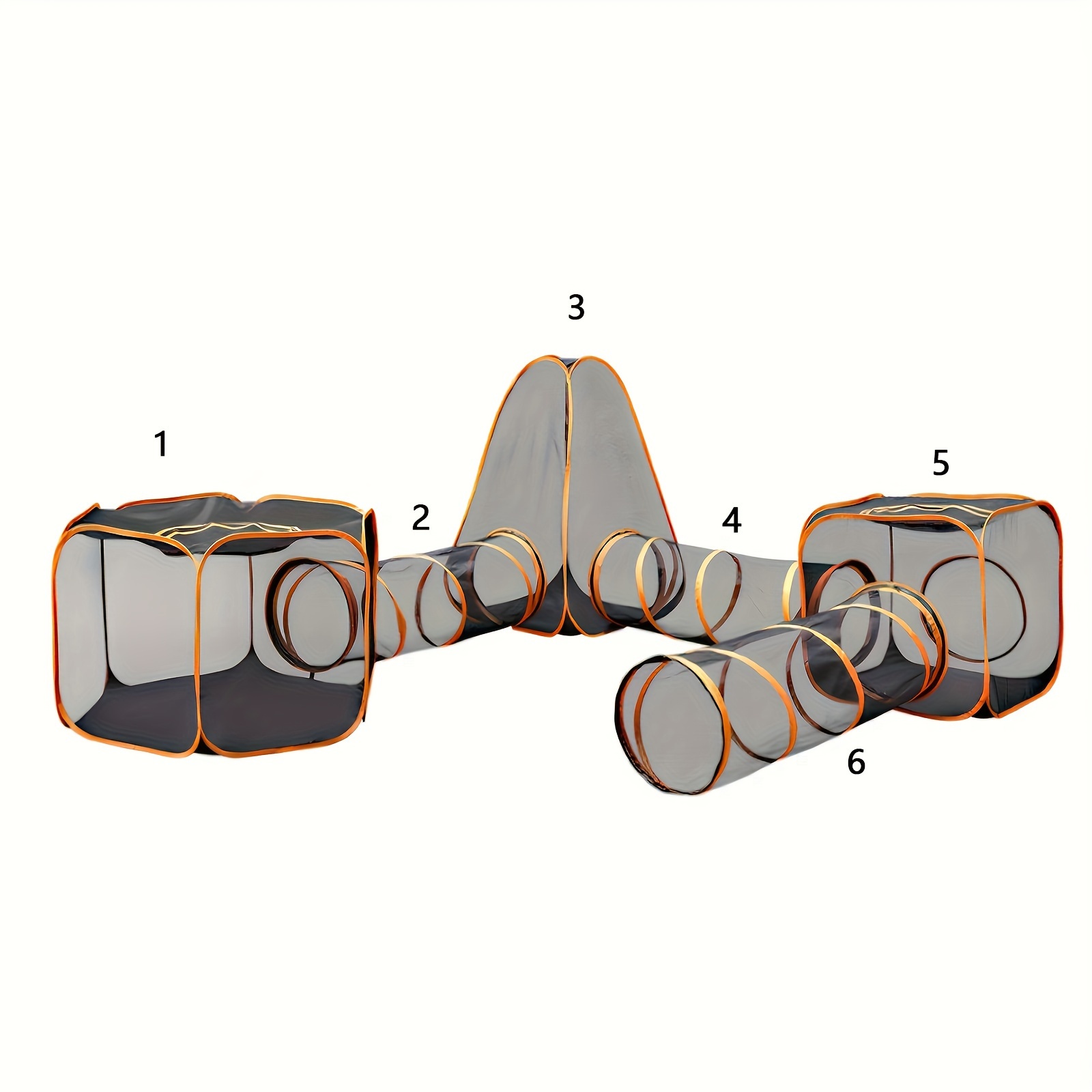 6-piece Foldable Pet Playpen With Tunnel, Breathable Polyester Cat Play Tunnels And Tent Set, Indoor/ And Exercise Toys For Cats And Dogs