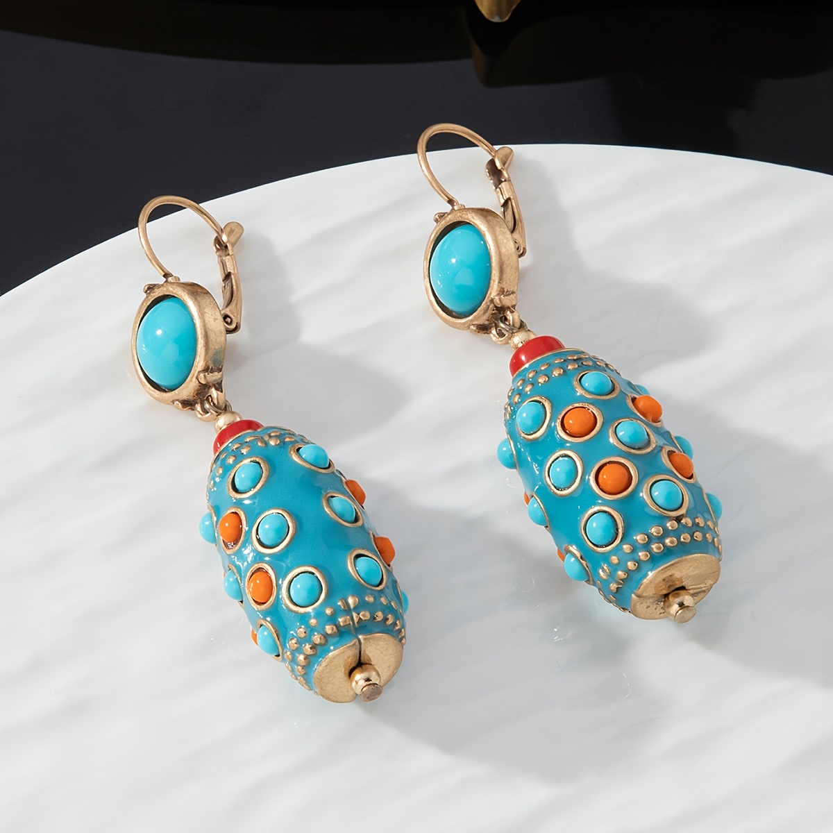 

Vintage-inspired Glass & Copper Alloy Dangle Earrings - For Casual Attire