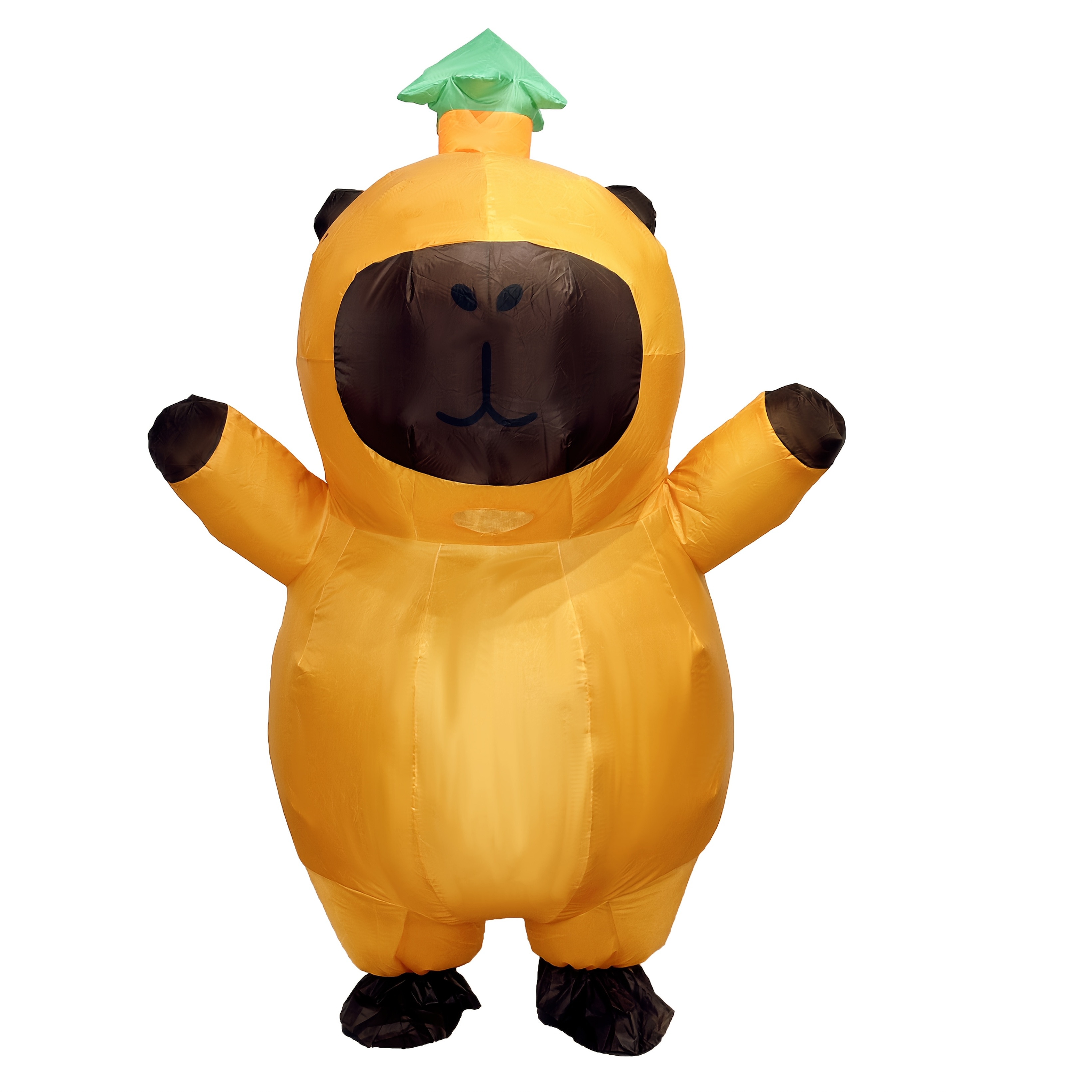 TEMU Adult-sized Inflatable Capybara Outfit - Adorable Cartoonish Orange Capybara Featuring And Ears, Ideal For Halloween, Mardi Gras, And Parties -