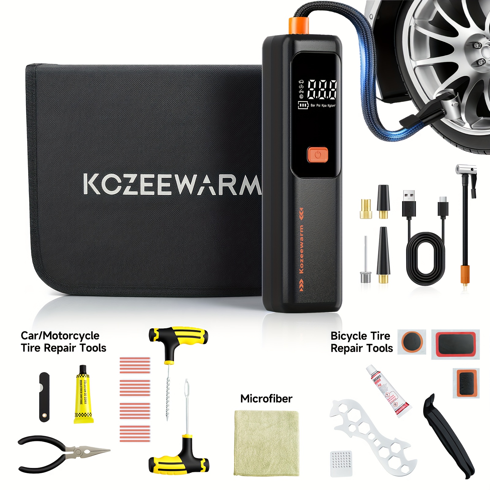 Air Pump For Car Tires, Tire Inflator Portable Air Compressor, Tire Air Pump For Car, Suitable For Bicycle Tires, Motorcycle Tires, And Various Types Of Balls, Portable Air Compressor For Tire Inflator, Tire Pressure Gauge, Car Accessories 3 Air Pump For Car Tires, Tire Inflator Portable Air Compressor, Tire Air Pump For Car, Suitable For Bicycle Tires, Motorcycle Tires, And Various Types Of Balls, Portable Air Compressor For Tire Inflator, Tire Pressure Gauge, Car Accessories - Image 3