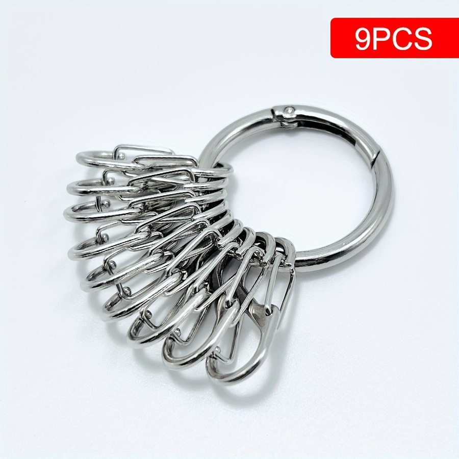 Image of 6.6cm/2.59inch Large Loop Spring + 9pcs Figure-8 Key Rings, Multi- Design For Easier And Attachment And Removal. Suitable For Key Storage And Management In Companies, Hotels, And Other Settings