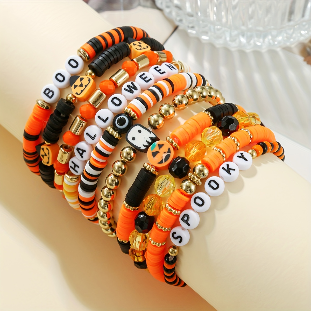 Image of Acrylic Bracelet Set Halloween Bracelet Cartoon Pumpkin Hand Accessory Horror Costume Jewelry