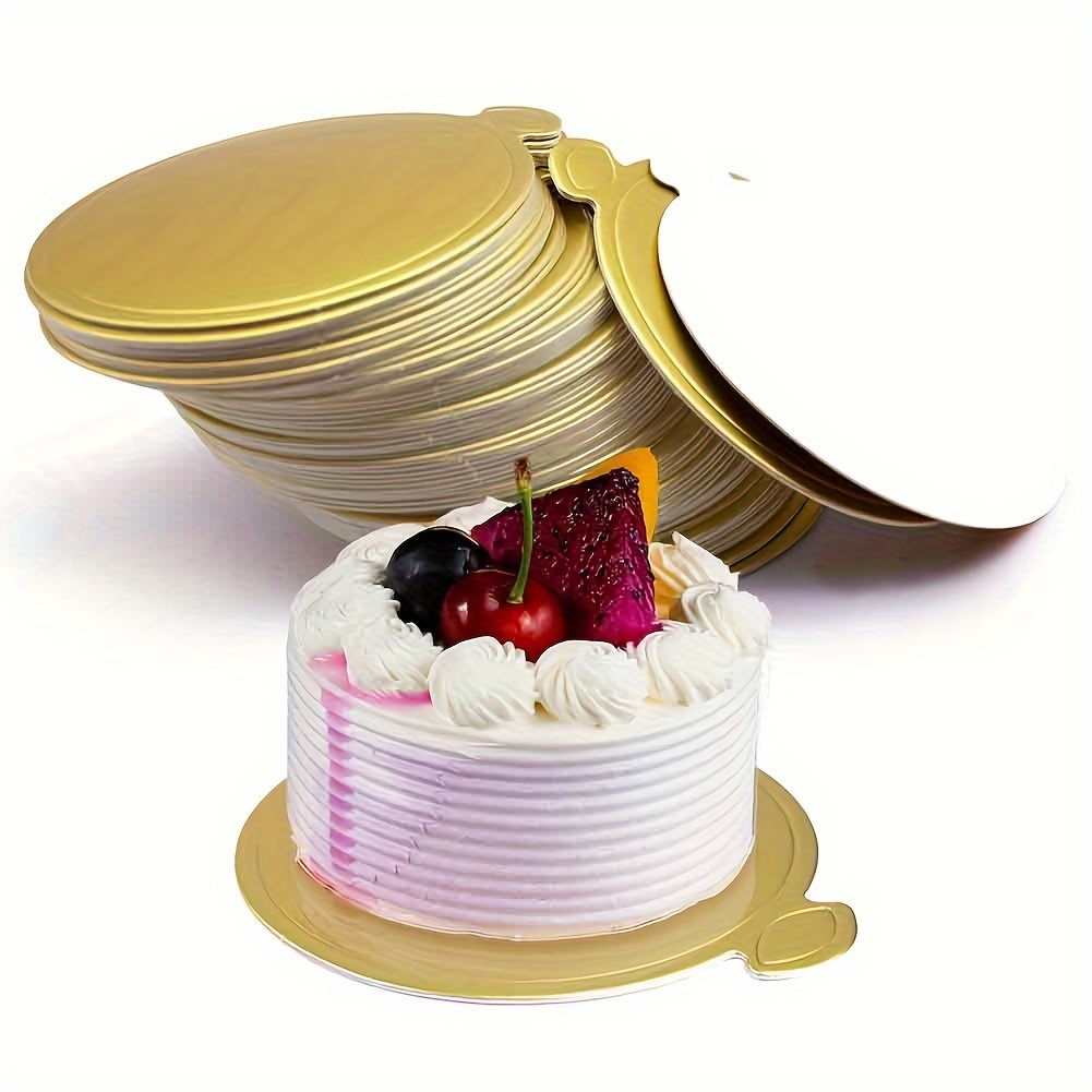 

50pcs Mini Cake Boards, Golden Cake Board Food Grade Cake Base, Circular Base 3.1 Inch Circular Cupcake Dessert Display Tray, Used For Cake Diy, Baking Dessert Parties, Weddings, Birthdays
