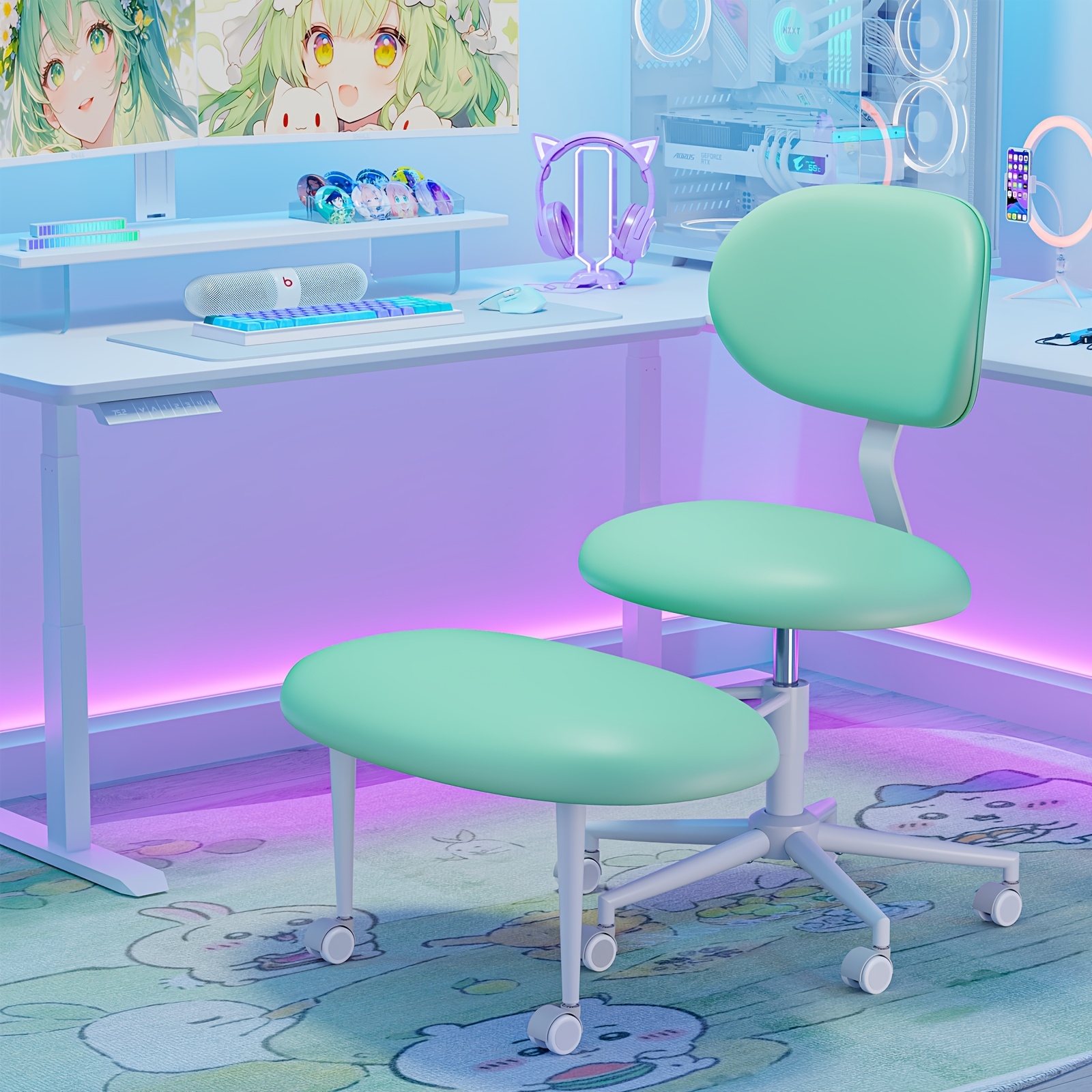 Pinmoco Ergonomic Cross Legged Office Chair, ADHD Must Have, 4 Inch Extra Thick , Strong Lumbar Support, Height-Adjustable , 360° Swivel Meditation Chair with Footrest, Yoga Chair, Christmas Gift for Fidgety Sitter And Yoga Lover