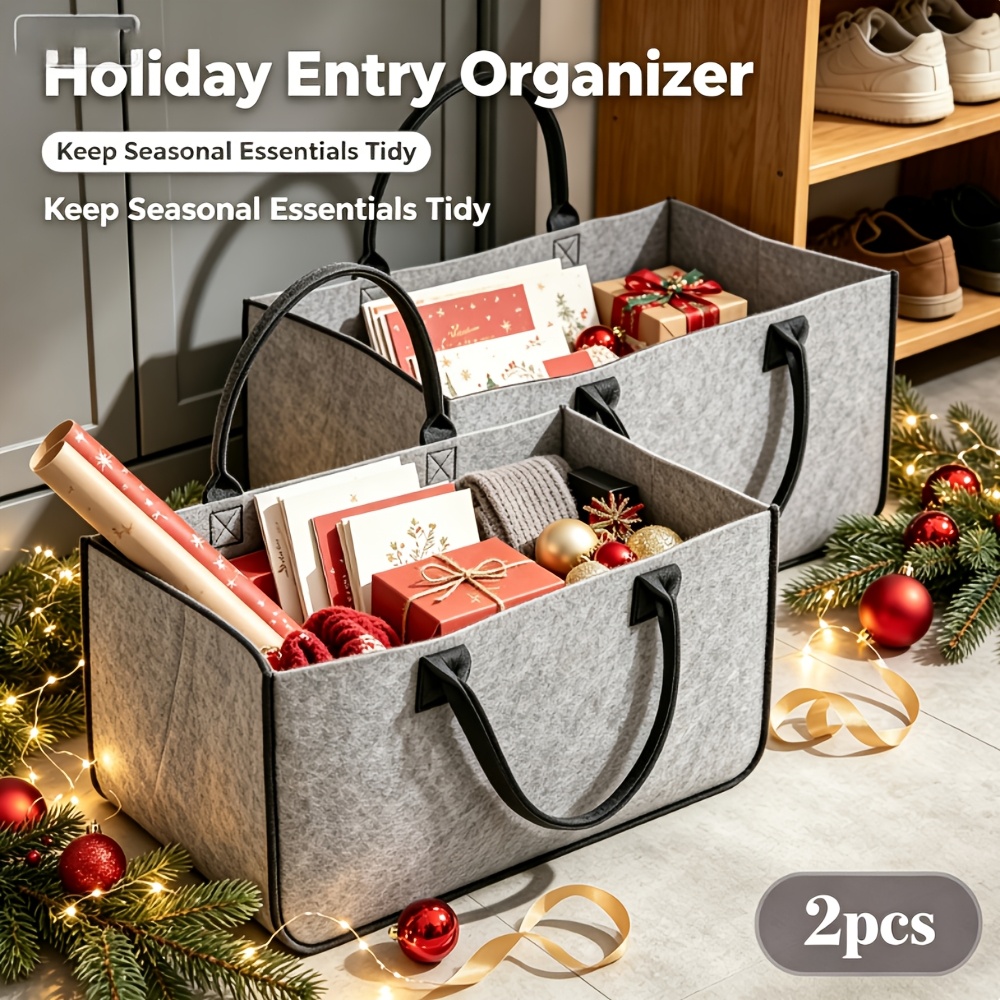 Image of Bayernlive 2-pack Christmas Ornament Storage, Handy Gift Bags, Suitable For 50x25x25cm, 30-liter Capacity, Ideal For Shopping And As A Gift