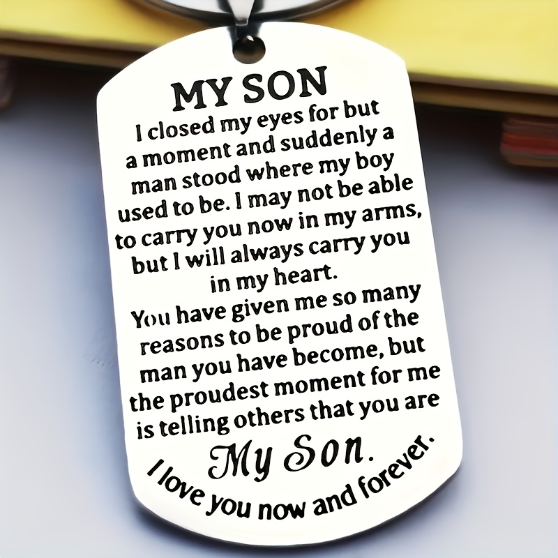 

Stainless Steel Inspirational Keychain For Son, Mom And Dad Graduation/birthday Gift, Message, Keyring