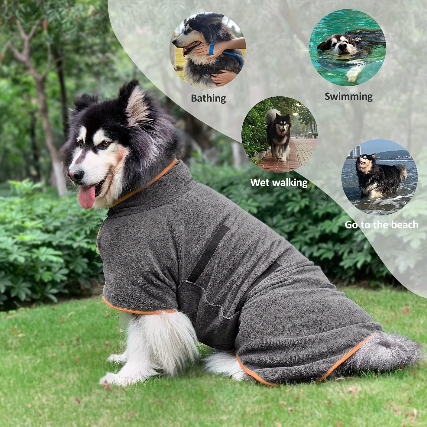 

Dog Drying Coat Bathrobe Towel, Microfiber Quick-dry Robe, Adjustable Collar And Waist, Polyester Material For Dogs, Pet Grooming Supplies