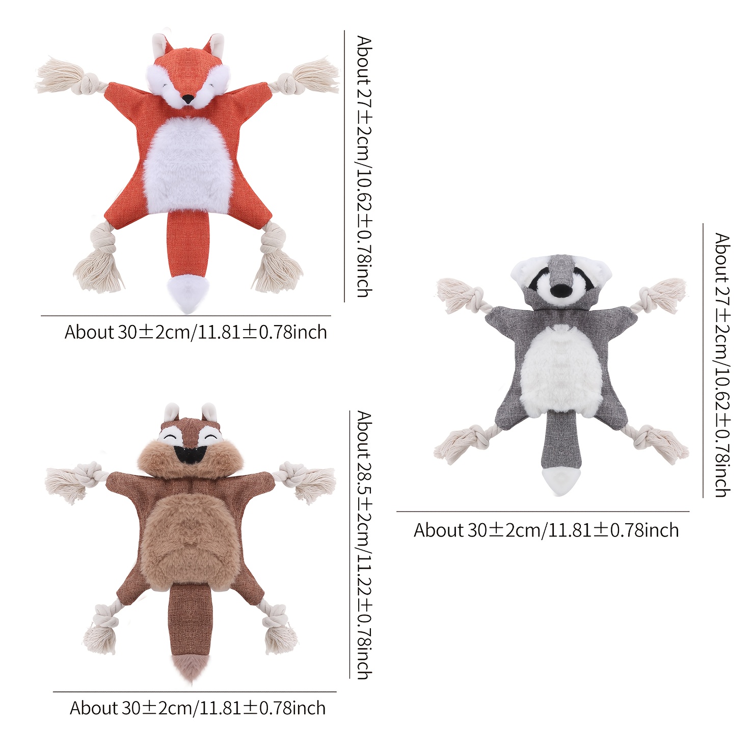 TEMU 3pcs Crinkle Squeaky Dog Toys Set, Durable Plush For Medium Large Dogs, Interactive Puppy Teething Toys For Boredom & Mental Stimulation, Random