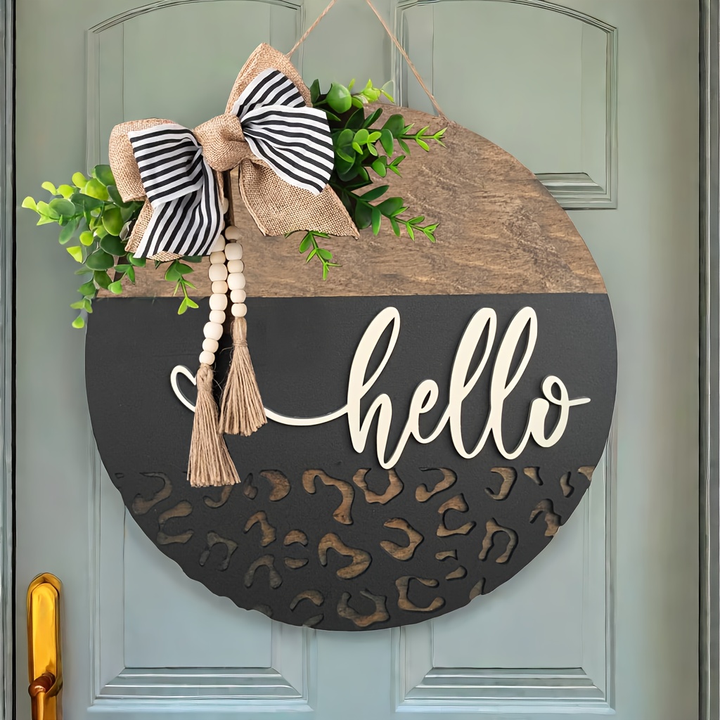 

Charming Wooden Welcome Sign Wreath For Front Door - Wall-mounted, No Power Needed, Featherless - Perfect For Home & Restaurant Decor