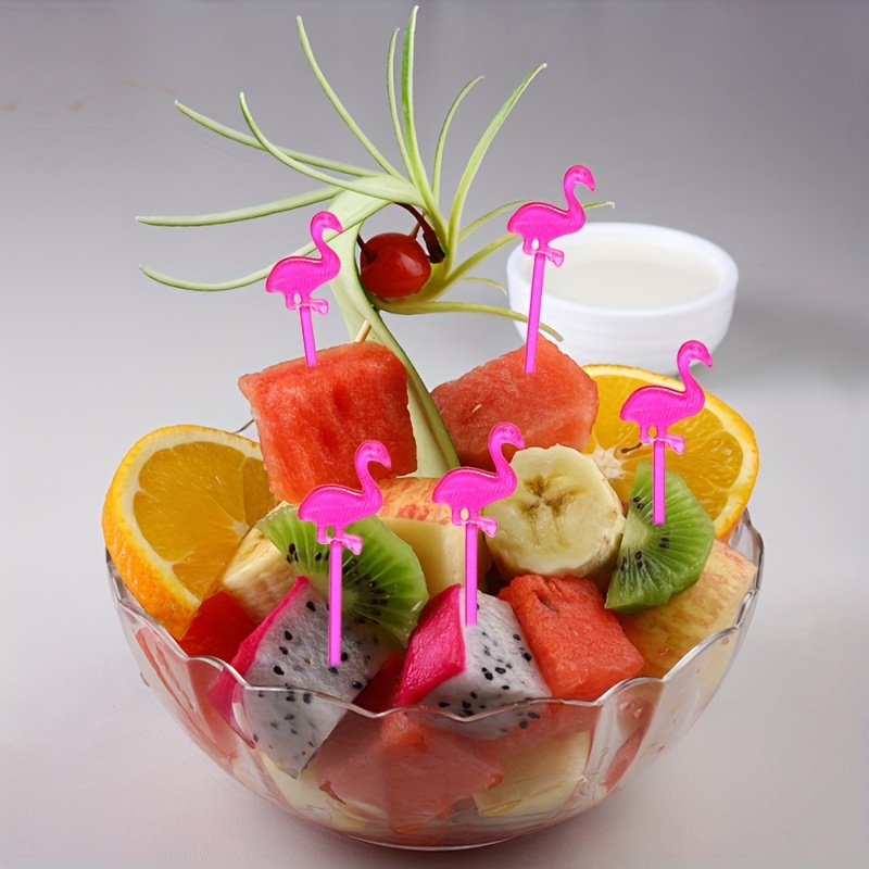 tropical flamingo cupcake fruit picks hawaiian themed party Temu