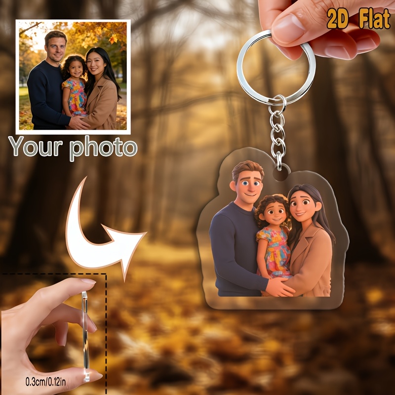 E-shop 2D Flat - 2D Ebene Benutzerdefinierter Foto-Schlüsselanhänger ., Verfügbar mit Ihrem eigenem Bild - Verwandeln Sie Ihr Bild in einen niedlichen