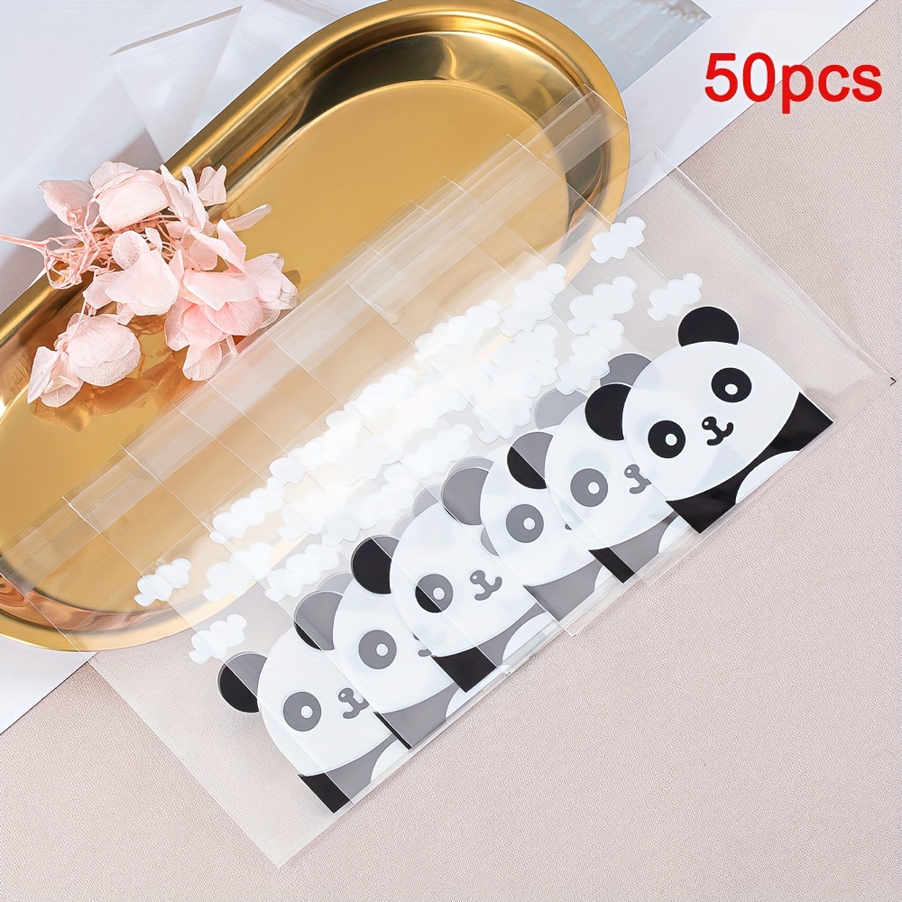 50pcs Panda Pattern Transparent Self-sealing Bags Poly Opp Plastic Bag Jewelry Gift Packaging Self-adhesive Packaging Bag