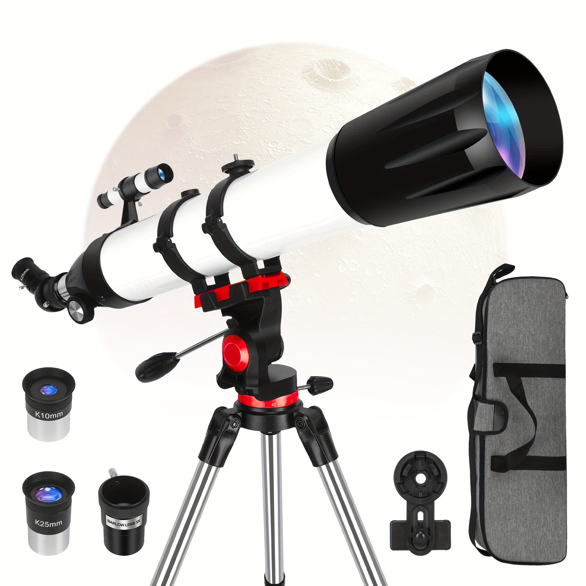 TEMU Astronomical Telescope, High-powered Telescope For Adults, 90mm Aperture 800mm Professional Refracting Astronomical Telescope, Suitable For