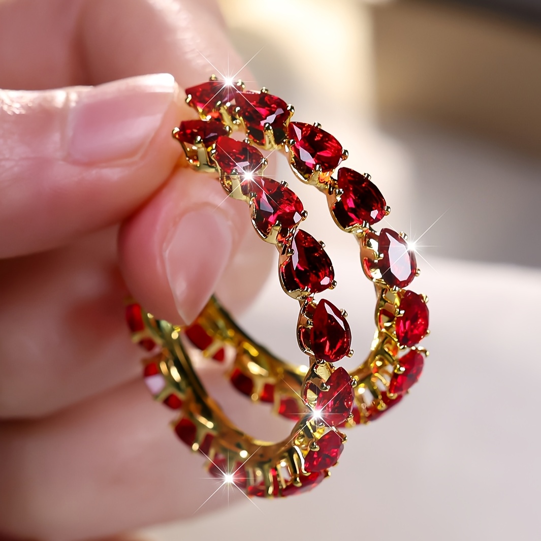 Teardrop-Shaped Full Stone Ultra Sparkle Ear Studs, Valentine's Gift