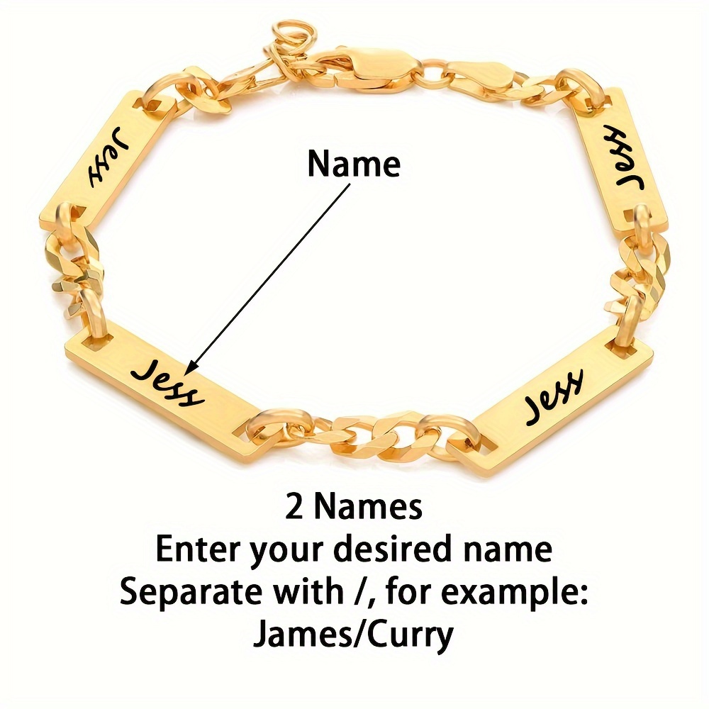Custom 18K Gold Plated Stainless Steel Name Bracelet — Personalized Gift