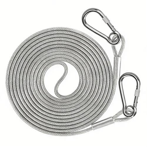 clothesline with coated safety cable and anti drop wire rope hooks multi functional heavy duty wire rope in 2m 5m 10m lengths suitable for hanging on as a anti slip rust proof and weather resistant