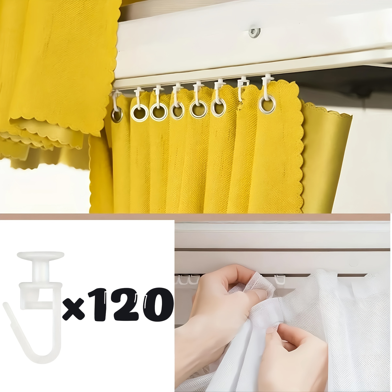 40/80/120pcs Curtain Track Hooks, Multi-functional Sliding Curtain Hangers, White Plastic, Stylish And , Suitable For Curtains, Safety Closure Design, Important Diy Accessory