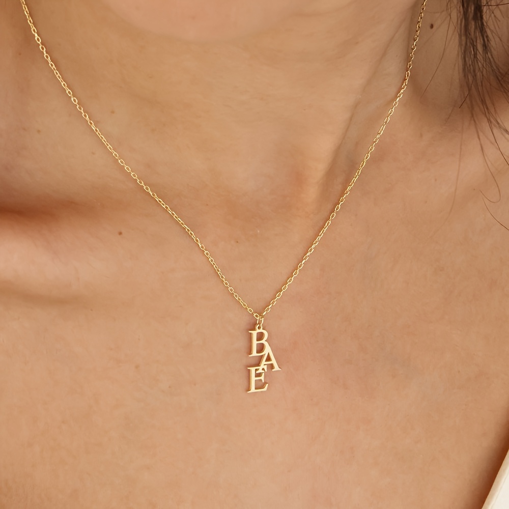 Personalized Spliced Letter Pendant Necklace, Minimalist Gift for Her