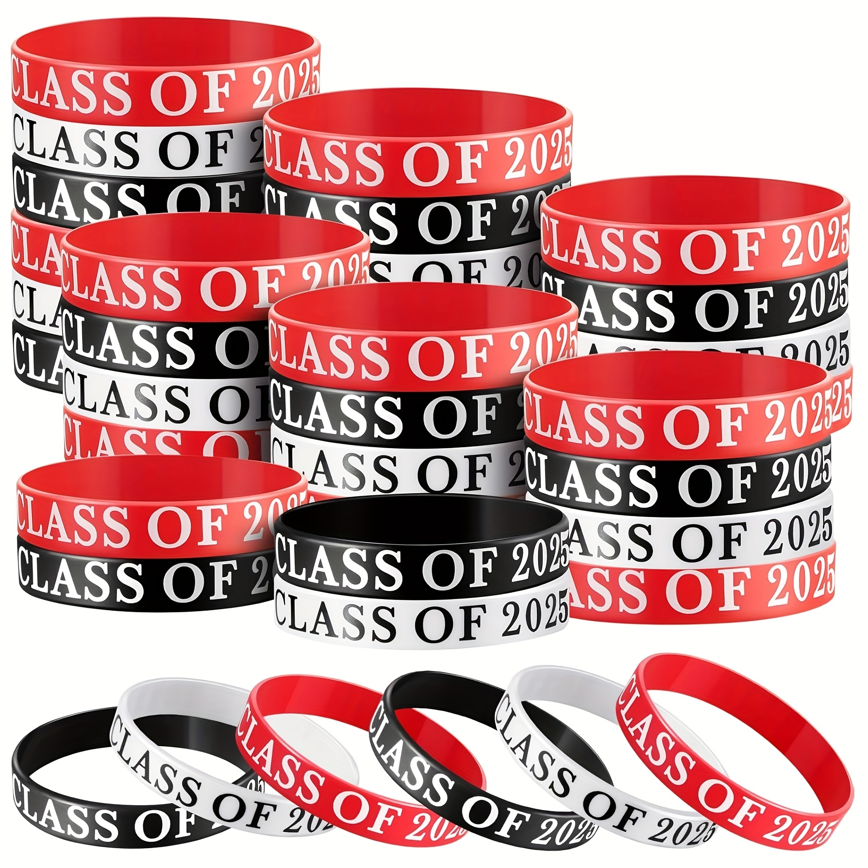 

12-pack Silicone Graduation Wristbands - Comfortable Sports Themed Bands For Celebration, Ideal For High School & College , Teachers, Party Favors - Universal Graduation Event Accessory