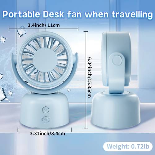 small quiet desktop fan with 17h working time 3 oscillating fan with auto 90 rotate manual 120 tilt head usb c corded powered mini usb fan for outdoor indoor office desktop bedroom travel