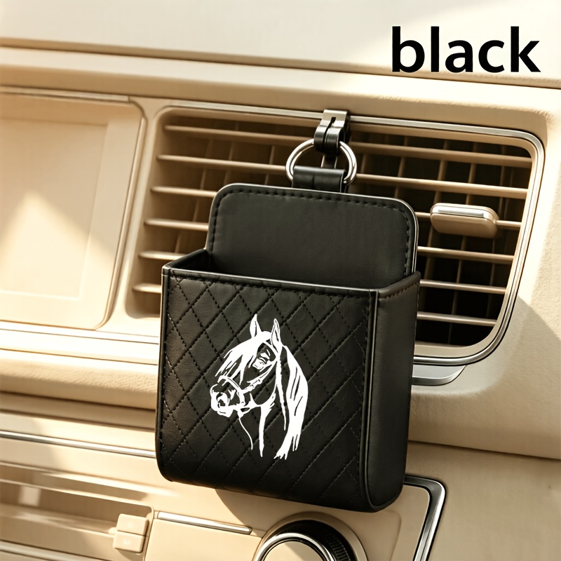 TEMU 1pc White Horse Head Silhouette Car Air Vent Storage Box Car Organizer Box Car Interior Additions Perfect For Holding Mobile Phone Glasses Cards