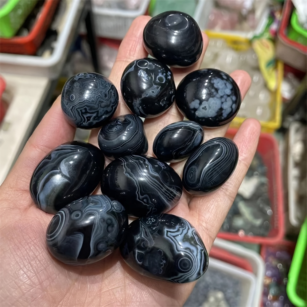High Quality Black Onyx Artificial Crystal Natural Quartz Tumbled Stone Decor