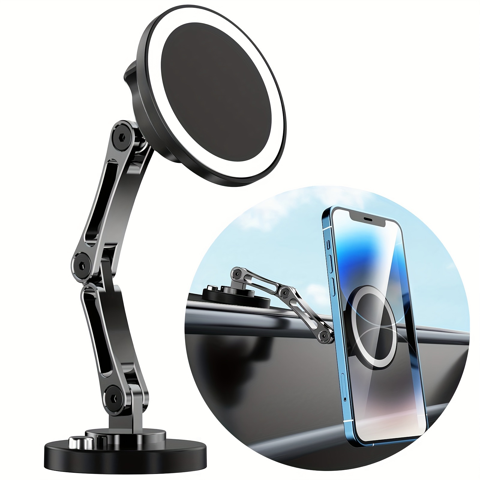 

Fit For Magsafe Car Mount Long Adjustable Arm Magnetic Phone Holder For Car 360° Rotation Magnetic Car Phone Holder For Dashboard Cell Phone Mount For 15 14 13 12 Pro Max All Phones