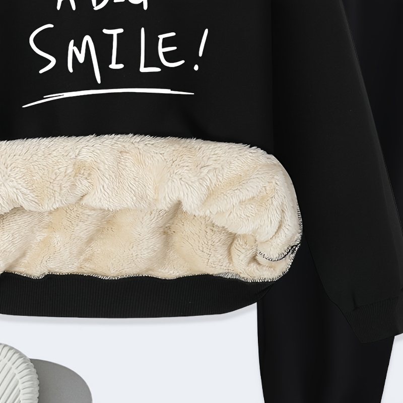 

Ensemble pièces en peluche avec imprimé lettre, sweat à capuche & pantalon, Vêtements pour femmes