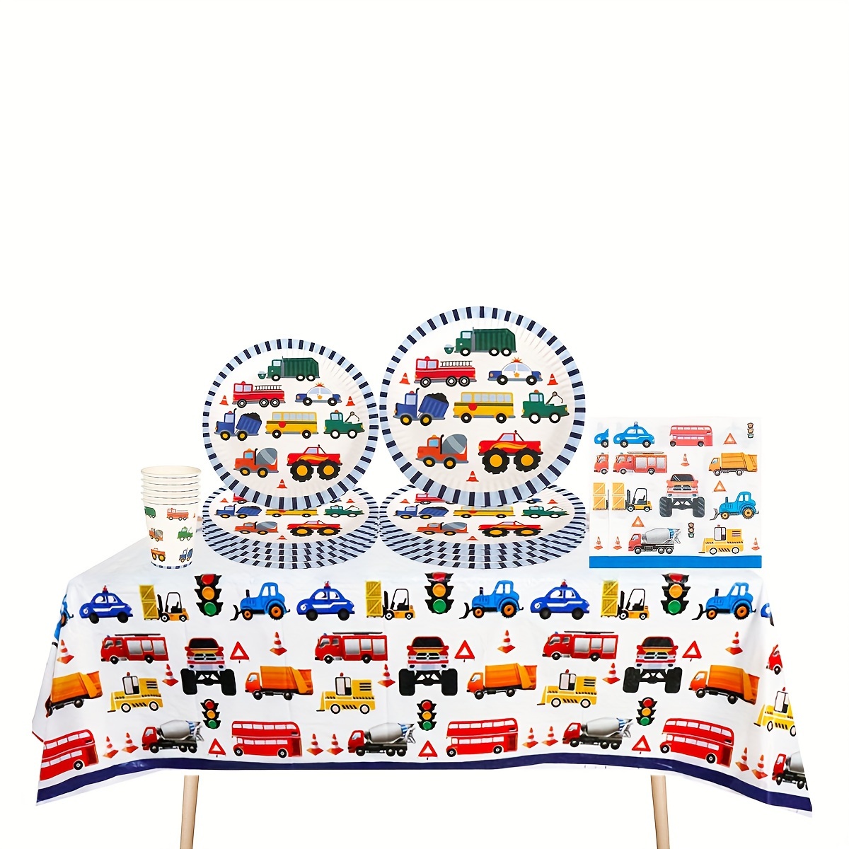 

81pcs, Construction Vehicle Theme Party Tableware Set, Disposable Dinnerware Set, Table Decor, Birthday Party Decor, Home Room Decor, Party Atmosphere Props, Holiday Supplies